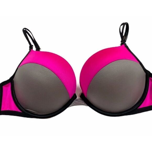 Victoria’s Secret very sexy Push Up Padded Satiny underwire bra pink gray - Picture 2 of 3